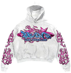 Ensemble survêtement à capuche et pantalon de survêtement évasé avec strass personnalisé délavé à l'acide imprimé de partout - Product Image 3