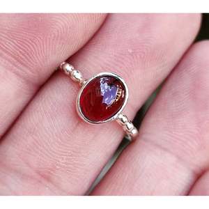 Handmade Boho Women's <b>Ring</b> with Natural Red <b>Garnet</b> 925 Solid Sterling <b>Silver</b> Elegant Oval Gemstone for Gift - Product Image 2