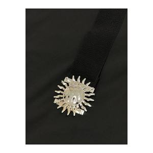 Elastic Women's Belt with <b>Silver</b> Buckle, <b>Jacket</b> Belt, Shirt Belt, Dress Belt - Black-<b>Silver</b> - Product Image 5