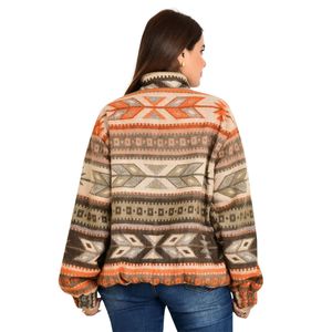 Kimono Automne Hiver Veste en Laine de Yak Mélangée Zippée Douce et Confortable avec Motif Géométrique Aztque - Product Image 6