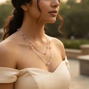 Vintage Women's Rose Quartz <b>Bead</b> Necklace Classic Religious Gemstone Jewelry with Jade Opal Garnet Agate <b>Turquoise</b> - Product Image 2