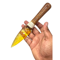 Couteau en cristal Couteau en obsidienne jaune avec manche en bois | Lame en cristal faite à la main, couteau fer de lance en pierres précieuses Décor rituel unique