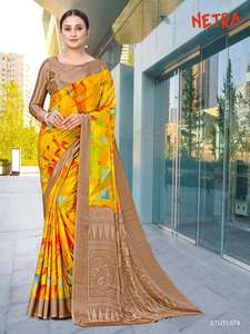 New <b>Design</b> Floral Pattern Ethnic India <b>Bandanas</b> Lunch Turkey Faux Georgette Eco-Friendly Stretchable Uniforms Saree Collection - Product Image 4