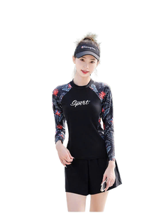 Vestido de baño de cuerpo completo de manga larga para mujeres en color oscuro, doble capa, OEM ODM hecho de una mezcla de nailon-spandex MOQ bajo - Product Image 1