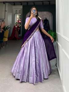 ชุดเดรสสวยดึงดูดใจเป็นที่ต้องการสูงผ้าไหมแจ็คการ์ดที่ดีที่สุด lehenga choli & dupatta กับงานทอผ้าผู้หญิงแฟชั่น - Product Image 4