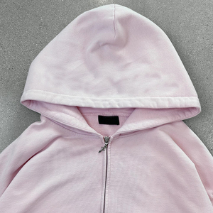 Nuevo estilo Color sólido 450 Gsm Sudaderas con capucha mezcladas de algodón de peso pesado Hombro caído Doble cremallera Sudadera con capucha lisa - Product Image 4