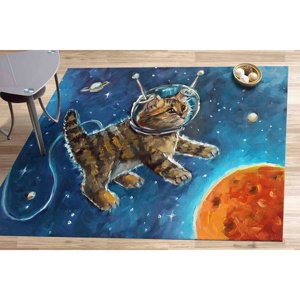Alfombra de Gato Astronauta: Decoración Espacial para Cuarto de Bebé, Alfombra para Habitación Infantil, Alfombra de Chenilla - Product Image 2