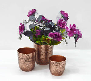 Fancy Hot Aluminum Hammered <b>Texture</b> Rose Gold Color Hot Selling Fancy Modern Flower <b>Vase</b> Unique Style Fancy Wedding Flower <b>Vase</b> - Product Image 2