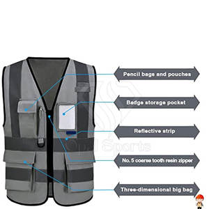 Chaleco de seguridad con logotipo personalizado y ropa reflectante de alta visibilidad con múltiples bolsillos Chaleco de seguridad de alta visibilidad y alta visibilidad - Product Image 4