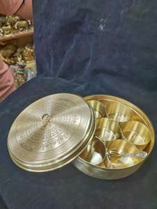 Pure Brass Masala Spice Box Durable Eco-Friendly Leak Proof Decorative Kitchen Cabinet <b>Storage</b> for Home Restaurant Wholesale - Product Image 4