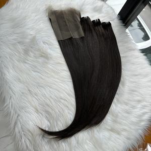 VENTE EN GROS NATURELLE BRUNE DROITE/ONDULÉE/BOUCLÉE POUR LE DÉCOLLAGE DES EXTENSIONS DE CHEVEUX HUMAINS VIETNAMIENS ALIGNÉS SUR LES CUTICULES DE DONATEUR CRUTES - Product Image 2