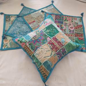 Fundas de Cojín Bordadas Vintage Hechas a Mano, Fundas de Cojín de Patchwork, Fundas de Cojín Bohemias, Fundas de Cojín Indias - Product Image 1