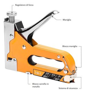 Orange 3-in-1 Manual Stapler for Wood Plastic & <b>Walls</b> 400 Staples & 200 <b>Nails</b> for DIY Steel Material - Product Image 2