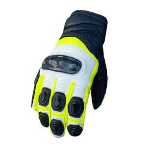 Unisex Genuine Cowhide Leather Motorbike Riding Gloves Blue/Black Armoured Knuckle Printed Custom for Auto Racing Winter - Product Image 5