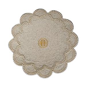 <b>Beaded</b> Linen Traditional Anti-Slip <b>Placemats</b> Bulk Supplier Handmade Table Decor Mat Weddings Parties Dining Export Quality - Product Image 2