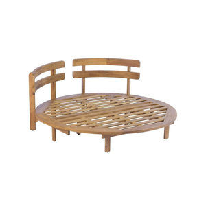Canapé-lit rond en teck pour extérieur, salon de jardin, bord de piscine, mobilier de villa et de resort - Product Image 5