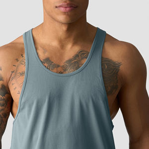 100% coton blanc musculation exercice Gym coupé haut débardeur ourlet incurvé Sublimation entraînement ajustement débardeur pour hommes - Product Image 4