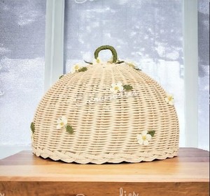 Handmade Rattan Woven Fruit Tray Dessert Bread Basket Round Table Cover With Lid Insect-proof - Product Image 5
