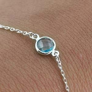 Handmade 925 Sterling <b>Silver</b> <b>Bracelet</b> with Blue Topaz Fine String Type - Product Image 1