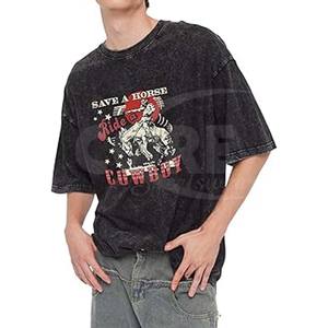 Nueva camiseta personalizada con lavado ácido y sol se desvaneció, ropa de calle, camisetas informales de manga corta con estampado de sublimación transpirable para hombres - Product Image 4