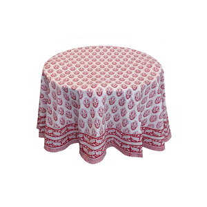 White 100% Cotton <b>Round</b> <b>Tablecloth</b> Handmade Block Printed Well Absorbing 20 Sheeting 220 Cms Bulk Supply - Product Image 3