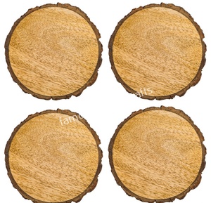 Tapis de tasse d'usine sous-verres en bois naturel en vrac avec logo de gravure au laser sous-verres en bois noyer bambou Logo personnalisé rond cadeau vierge - Product Image 5