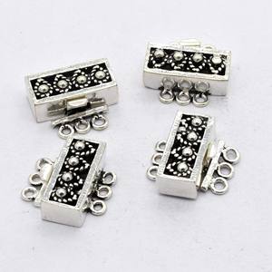 Prem Bhaya geométrico 18X20X7MM cierre de caja multihebra 3 hebras plata oxidada 18K chapado en oro 18K Cierre de joyería B232 - Product Image 6