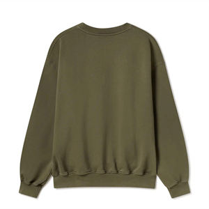 Unisex Olive Green Cotton Blended Fleece <b>Sweatshirt</b> Custom Oversized Pullover Crewneck Streetwear Casual Plain Winter Jumper - Product Image 2