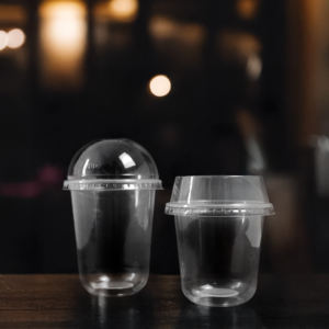 Vasos de plástico desechables transparentes de alta calidad 14/16/24oz bebidas de pared simple/café/tazas para servir jugo con tapas tamaño de 95mm - Product Image 1