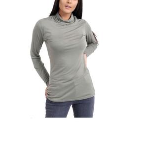 Alta calidad Color sólido manga larga de punto cuello alto Casual moda logotipo personalizado mujeres cómodas Top camisas - Product Image 5