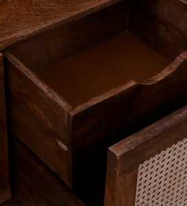 Baarn Solid Mango Wood TV <b>Unit</b> for Living Room Cane Doors 2 Drawers Open Storage Versatile <b>Home</b> Furniture for Farmhouse Hospital - Product Image 6