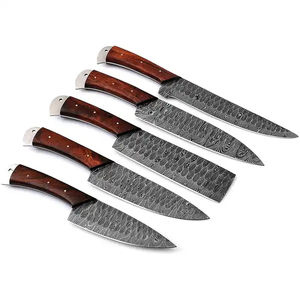 Juego de Cuchillos de Chef Profesionales Burraq de 5 Piezas, Hechos a Mano con Acero de Damasco, Mango de Madera, Ambidiestros, Aptos para Lavavajillas, Regalo Moderno - Product Image 3