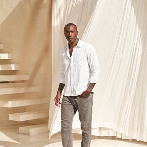 BEAM Smoking pour homme à col en V, manches longues, boutons recouverts, 40% Coton 60% Polyester, 220 grammes, formel d'été, anti-humidité - Product Image 2