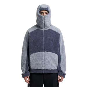 Pull unisexe pour hommes, molleton à fermeture éclair, moelleux et épais, sweats à capuche Sherpa Ninja avec visage masqué, vente en gros sur mesure - Product Image 5
