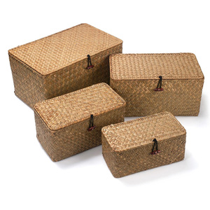 <b>Rectangular</b> sea grass <b>storage</b> boxes wholesale price seagrass <b>basket</b> with lid natural seagrass <b>baskets</b> box - Product Image 5