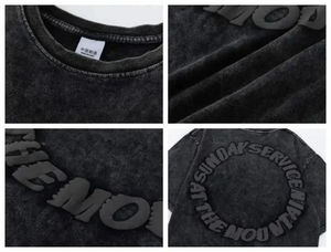 T-shirt délavé à l'acide pour hommes en gros Streetwear Hip Hop Stone 100% coton t-shirts avec logo personnaliser T-shirt vintage surdimensionné - Product Image 3