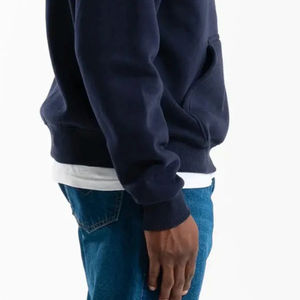 Sudadera con Capucha para Hombre, Estilo Casual, con Cierre Frontal Asimétrico, Forro Polar Cálido, Novedad 2025, Color Negro y Azul, Bolsillo Tipo Canguro, 100% - Product Image 5