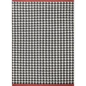 Tapis en laine tissée plate Alhambra gris et noir pour la maison - Tapis rectangulaire rayé abstrait en jute pour couloir et chambre - Product Image 1