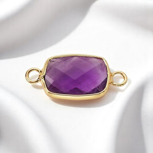 Améthyste Rectangle Forme Facette Pierre Précieuse Charme Double Bail Connecteurs Bijoux Fait à la Main Bijoux Personnalisés Charmes Vente en Gros - Product Image 6