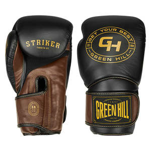Guantes de Boxeo Personalizados Striker en Cuero Vacuno Negro/Marrón con Cordones en la Muñeca y Patrón Impreso, Tallas 10oz 12oz 14oz 16oz - Product Image 6
