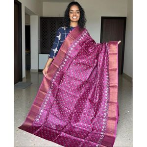 ผ้าไหมทัสซาร์พิมพ์ลายดิจิทัลแบบเครื่องจักร พร้อมผ้าคลุมไหล่ ความยาว 6.3 เมตร ซักเครื่องได้ ชุดเดรสหรูหราสำหรับผู้หญิง - Product Image 2