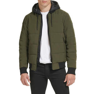 Blouson Bomber Léger Imperméable Respirant à Capuche Fermeture Éclair Intégrale Uni Décontracté Extérieur Hiver Blouson Matelassé - Product Image 2