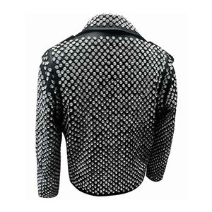 Veste en cuir Rock Punk à col montant de haute qualité pour hommes Cuir enduit clouté élégant de haute qualité pour motards Respirant - Product Image 5