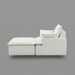 Sillón Modular de Tela Teddy Blanco Escandinavo, Cómodo Sofá Individual Cuadrado, Otomana Versátil, Ecológico para el Hogar - Product Image 5