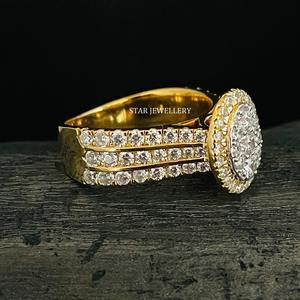 Anillo de Compromiso Cristiano de Lujo con Halo de Diamantes Redondos Brillantes CVD en Oro Sólido de 14K - Product Image 4