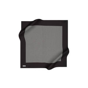 Black and White Silk Crepe Satin Square Scarf with Zigzag Pattern - Product Image 2