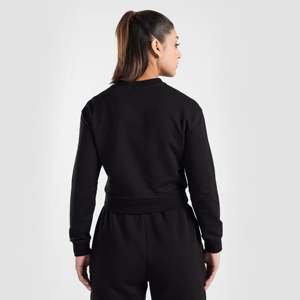 เสื้อครอปท็อปผ้าไหมถักคุณภาพสูง ยี่ห้อวิคตอรี่ แบบมีฮู้ด พิมพ์ลายพัฟ ซิปหน้า สวมใส่ได้ทุกวัน เหมาะสำหรับฤดูหนาวเบาๆ สีดำ ไซส์ XS - Product Image 2