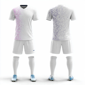 Maillot de football d'équipe avec nom et numéro, short de football imprimé, t-shirt de sport à col en V pour hommes et femmes - Product Image 4