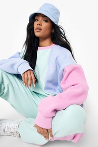 Conjunto de sudadera y pantalones con diseño personalizado para mujer, chándal con capucha de gran tamaño y diseño de alta calidad de bloque de Color alto - Product Image 5