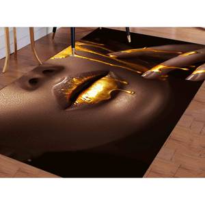 Tapis imprimé : Décoration de salon, Couloir, Saloon, Cadeau, Femme aux lèvres dorées, Femme noire, Africaine, Escalier, Chambre de fille, Tapis à poils doux - Product Image 4